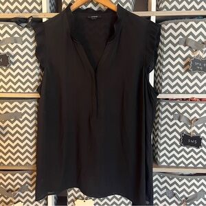 Alfani Black Pleated Cap Sleeve Blouse